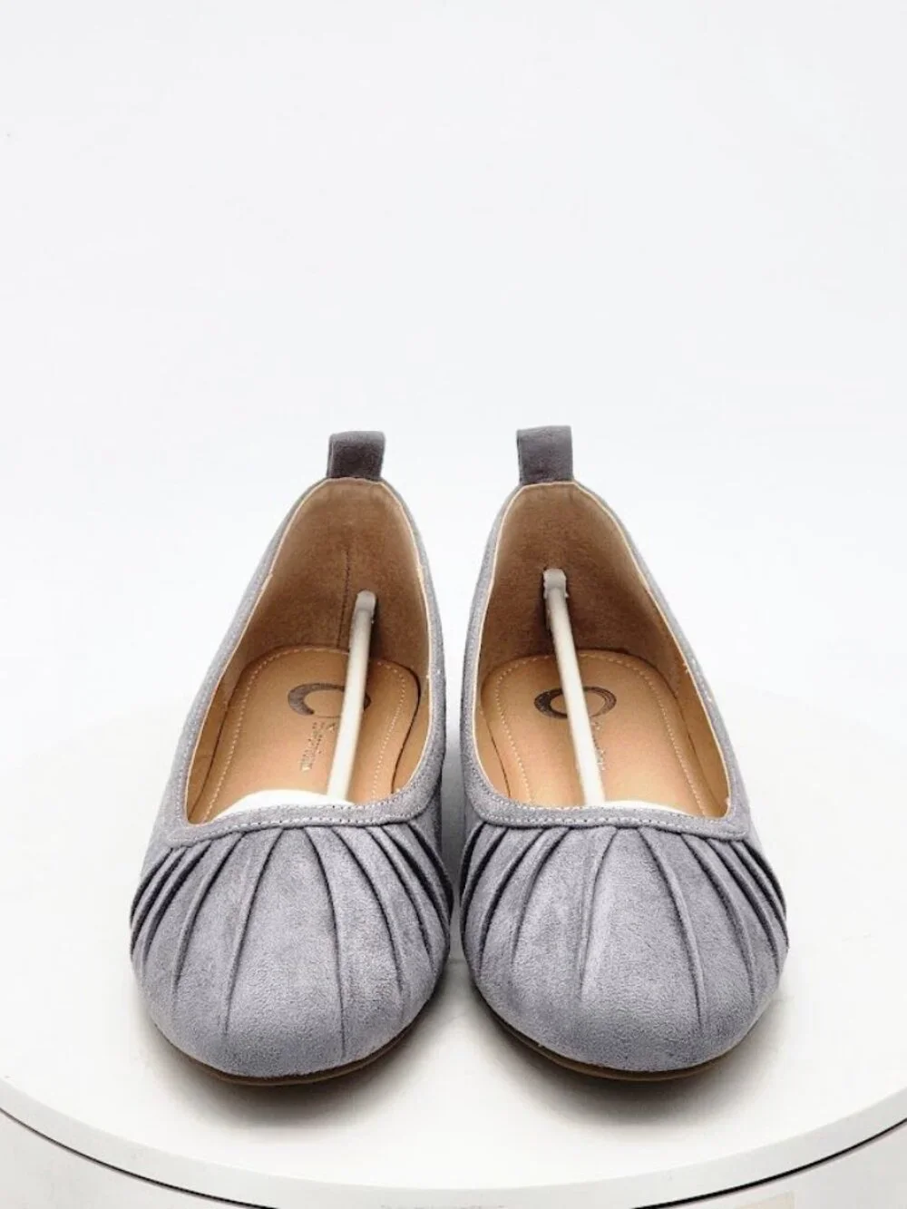 Journee Collection Tannya Gray Suede Ballet Flats Round Toe Women's Size 9